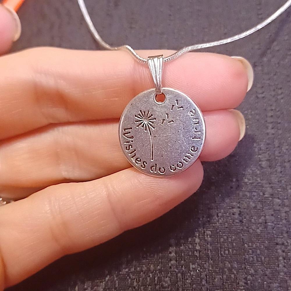 New silver wishes do come true pendent necklace